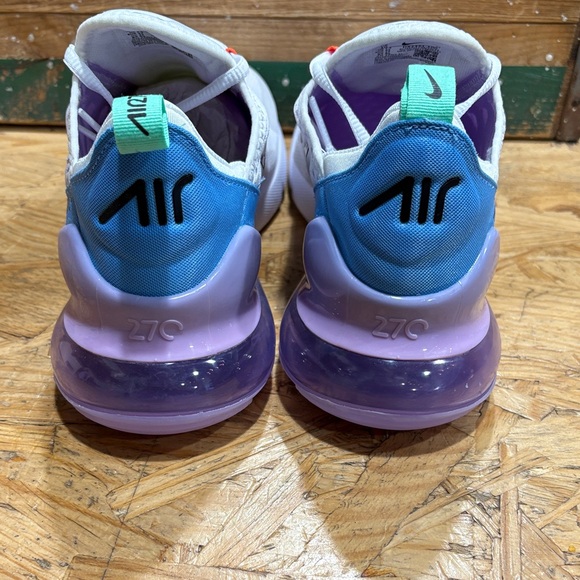 Nike Air Max 270 White with Blue and Purple Accents - Picture 3 of 6